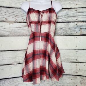 Forever 21 Plaid Mini Dress Red White Spaghetti Strap Size S